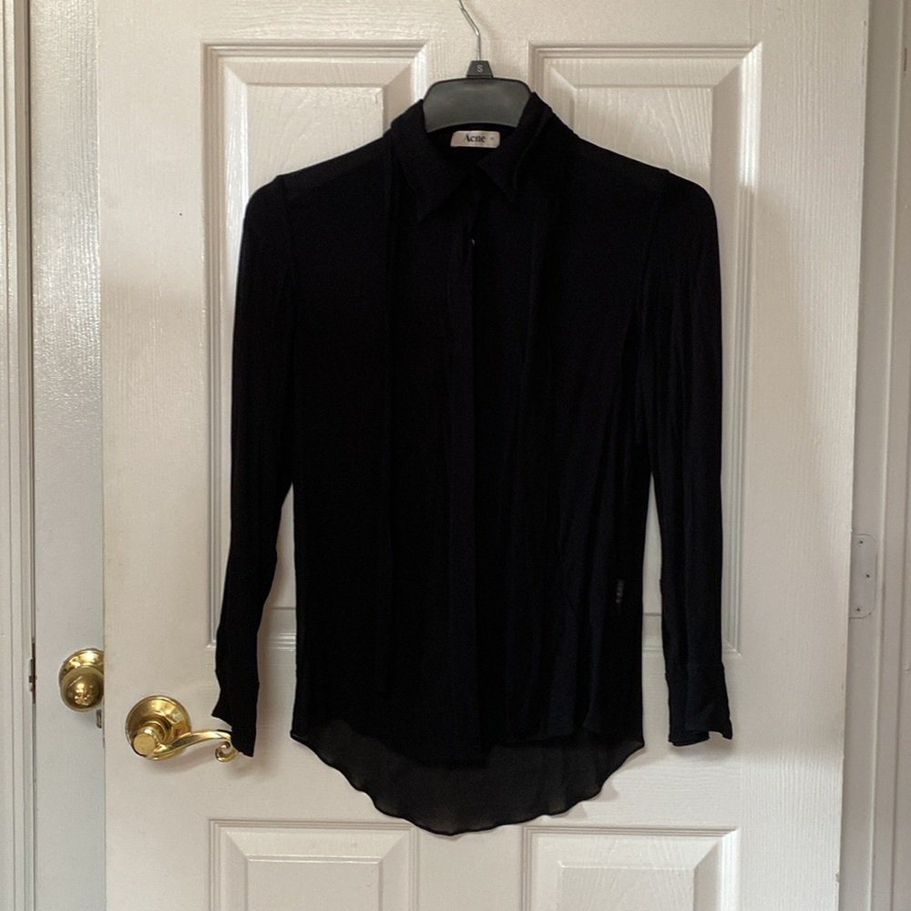 ACNE Gothic Goth Neck Tie Sheer Button Up Down Blouse
Detachable tie - Picture 4 of 14